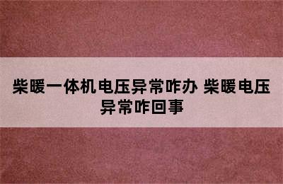 柴暖一体机电压异常咋办 柴暖电压异常咋回事